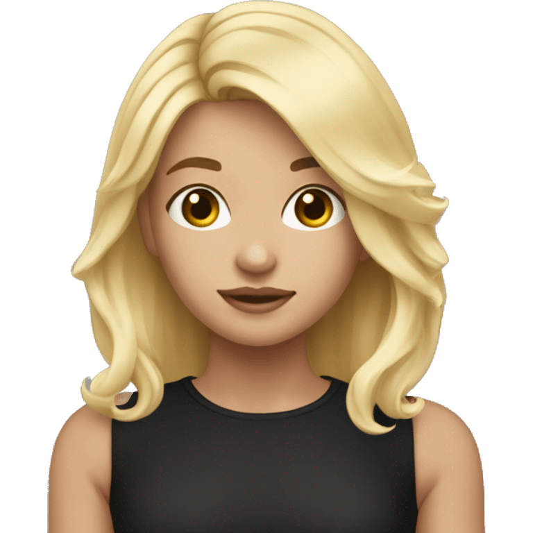 Blonde girl shoulder length hair black shirt 🤦🏼‍♀️ emoji