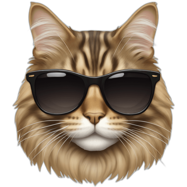 Tabby maine coon with sunglasses emoji