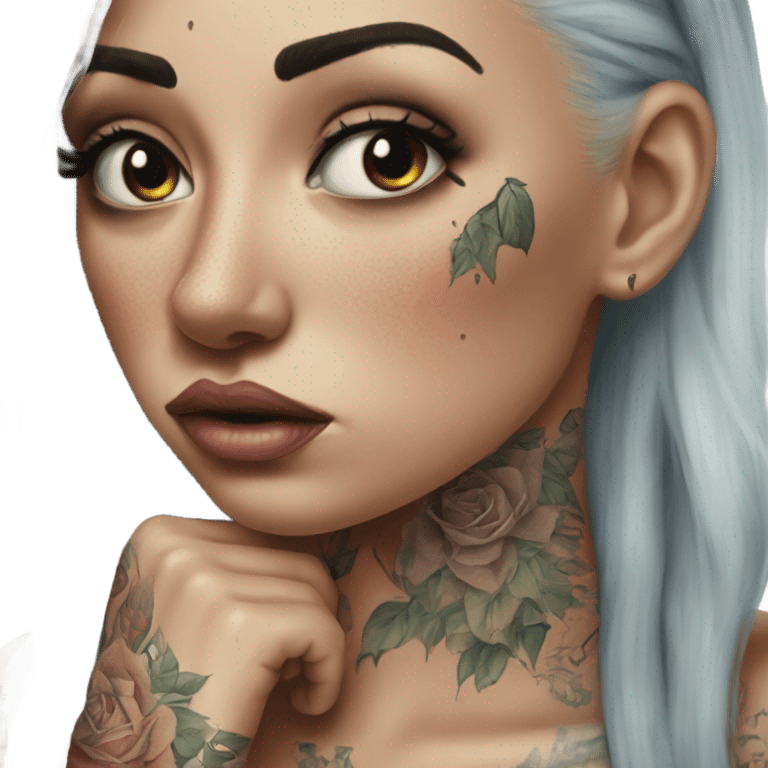 Hyper Realistic Beautiful tattooed woman crying don't go emoji