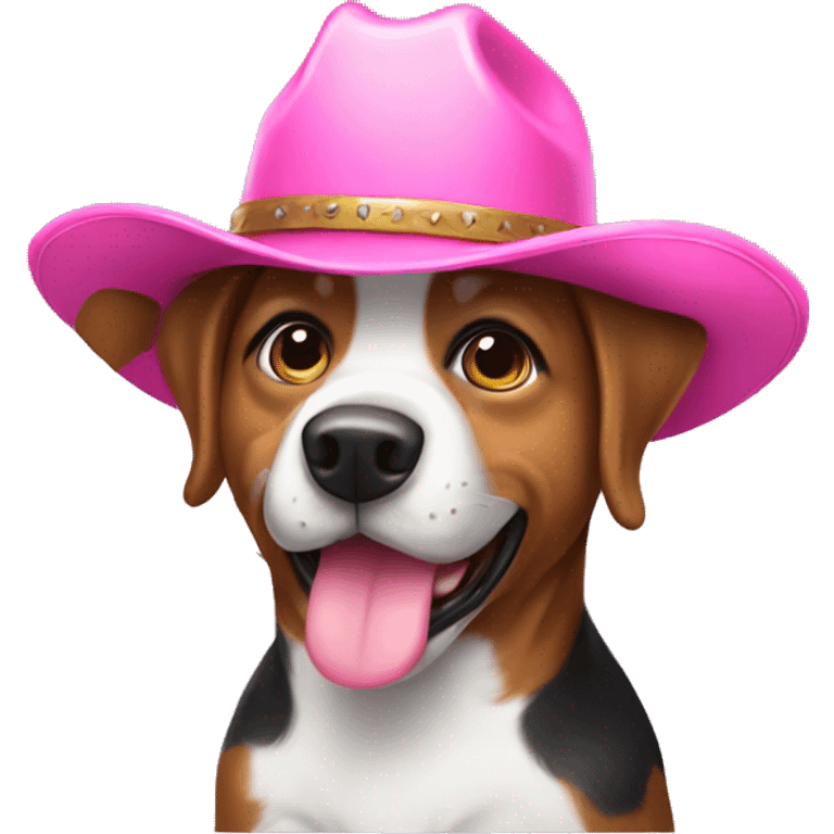 Dog wearing a pink cowboy hat emoji