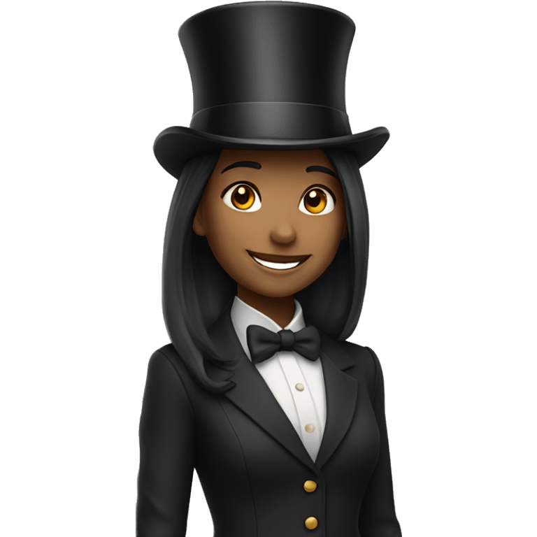 smiling girl in top hat emoji