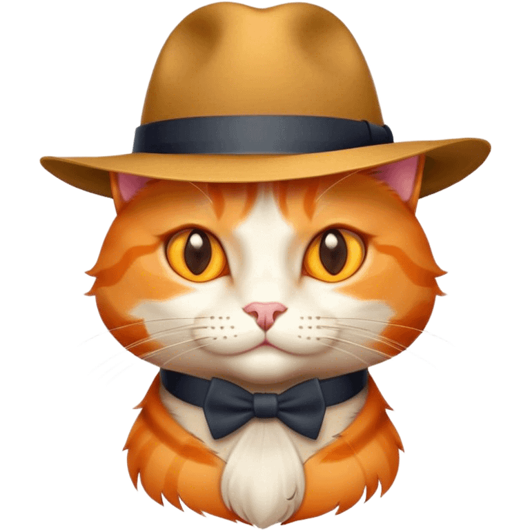 elegant orange cat with hat fedora emoji