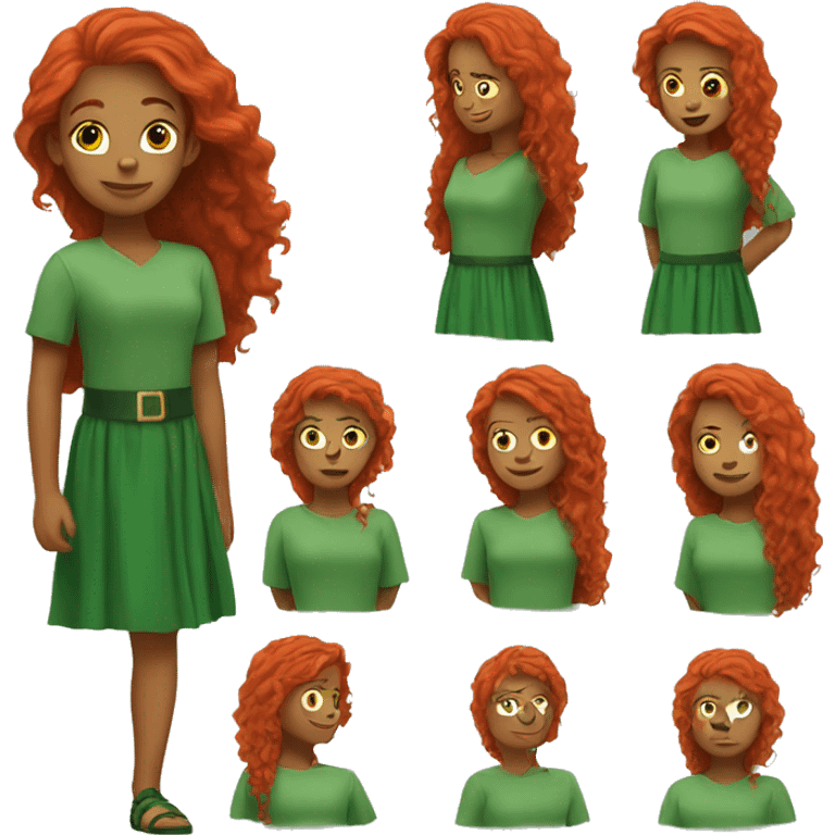 Red haired girl with green costume emoji