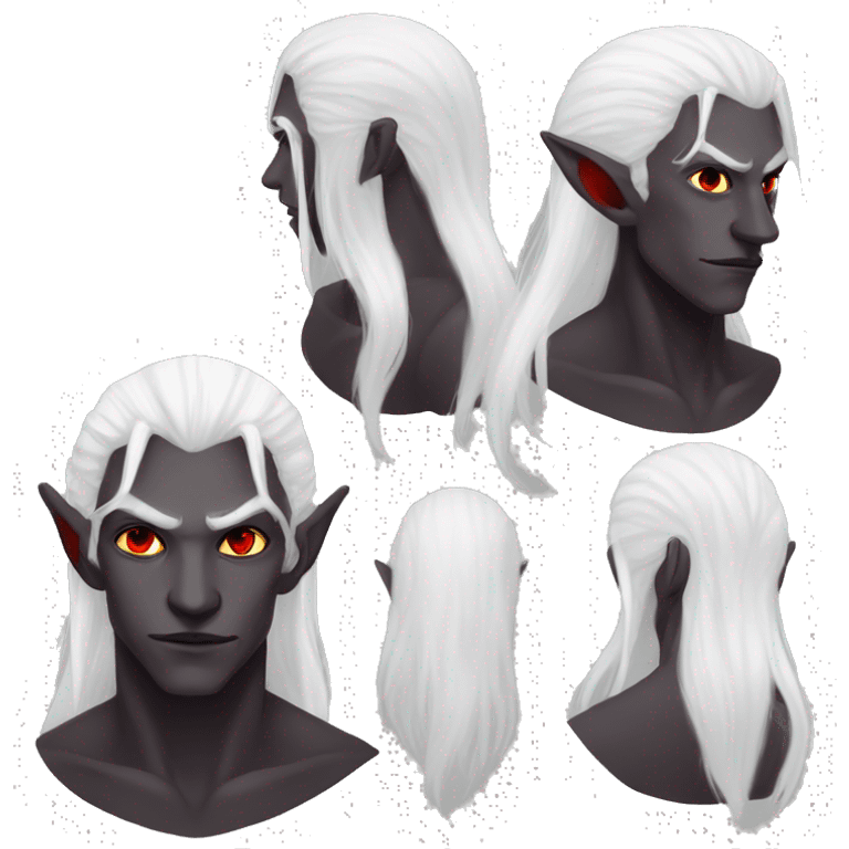 Drow male elf long white hair red eyes emoji