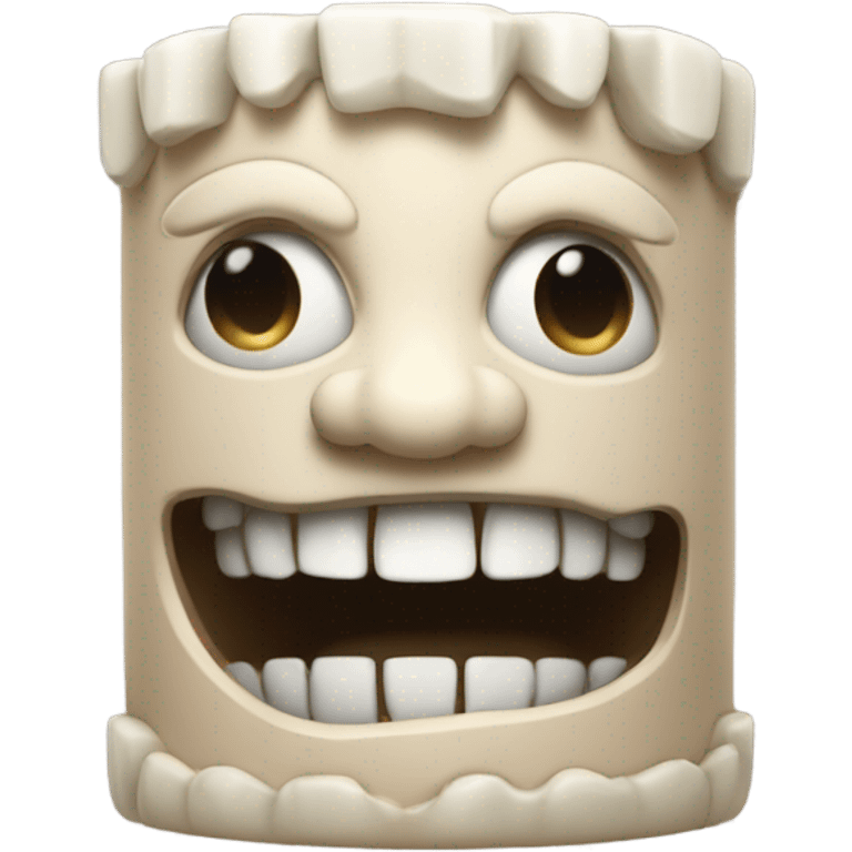 A pillar with human teeth  around the top and bottom no face emoji