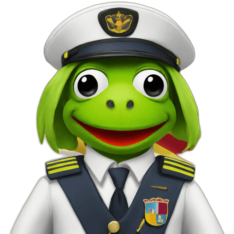 kermit as airline pilot with spanish flag in the background emoji