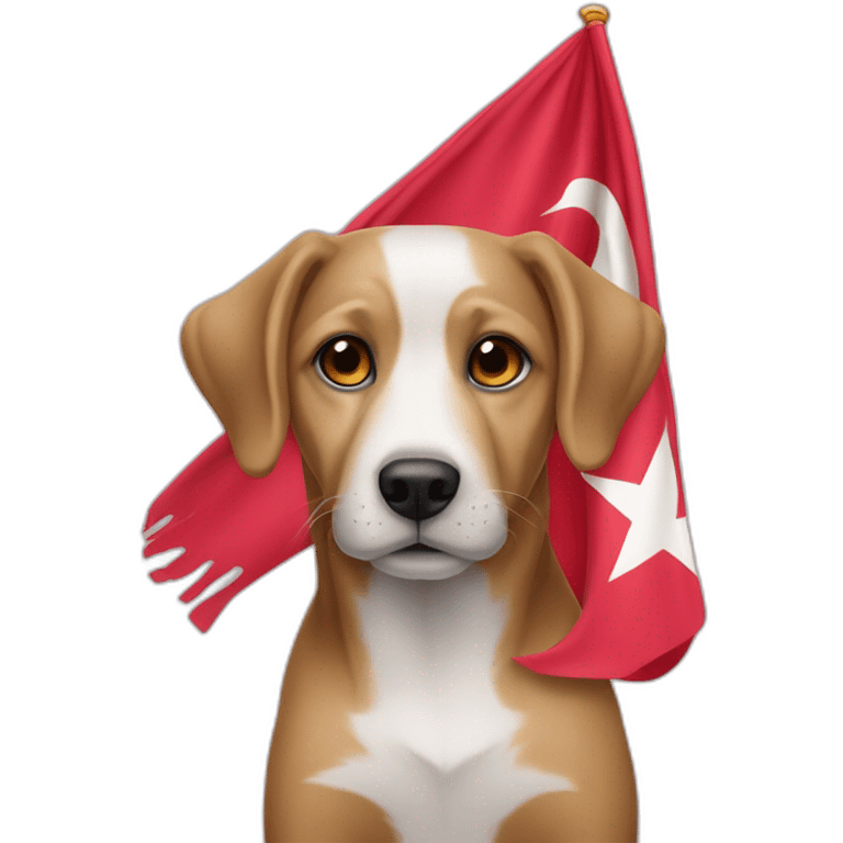 Un-chien-rose-avec-le-drapeau-de-la-Tunisie emoji