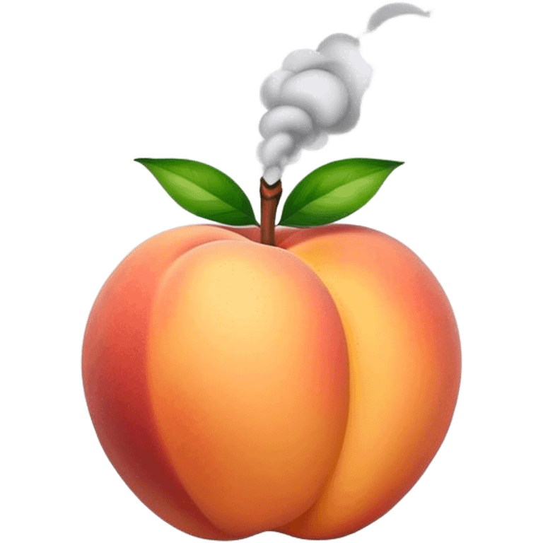 Smoke coming off a peach emoji