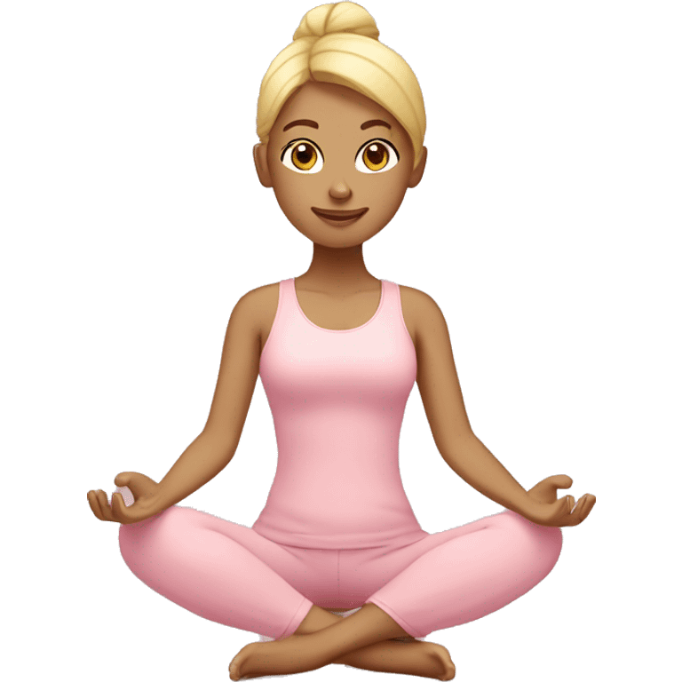 blonde yoga girl light pink clothes n emoji