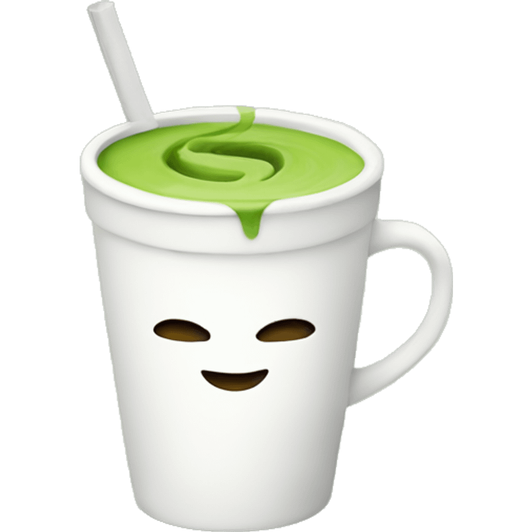 matcha latte in white cup  emoji