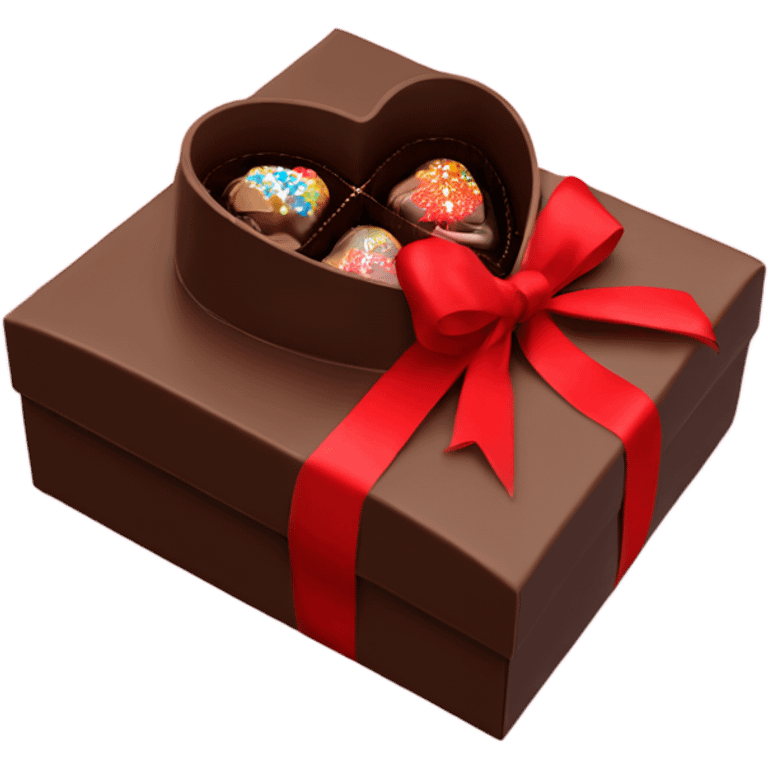 Real photo of heart shaped chocolate gift box with red ribbon  emoji