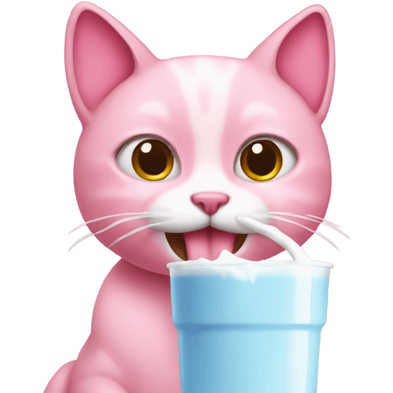 pink cat drinking milk emoji