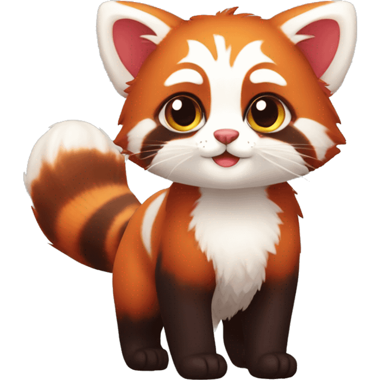 Cute Adorable Red Panda Cat hybrid full body emoji