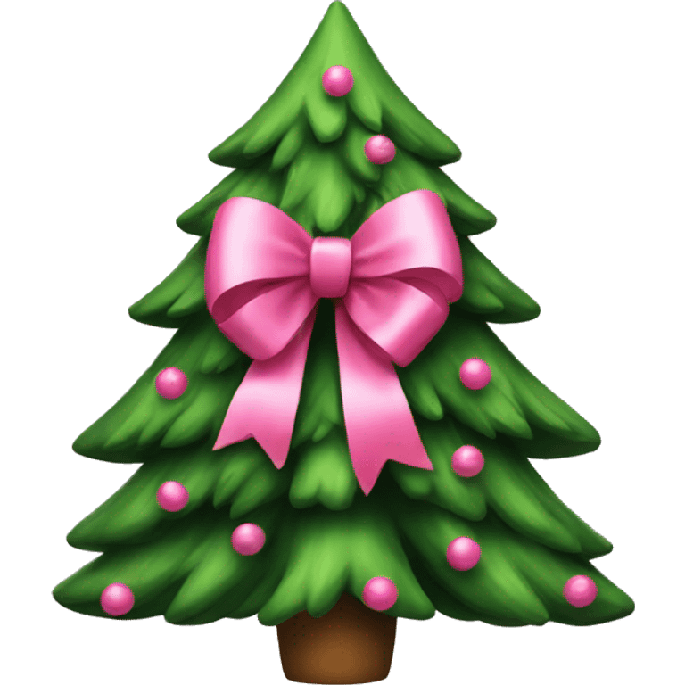 Christmas tree with pink bow on top emoji