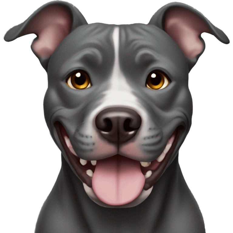 Dark grey pitbull smiling emoji