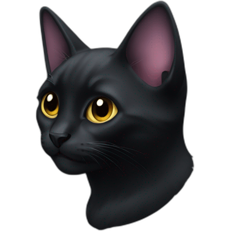 Small ears, black cat emoji