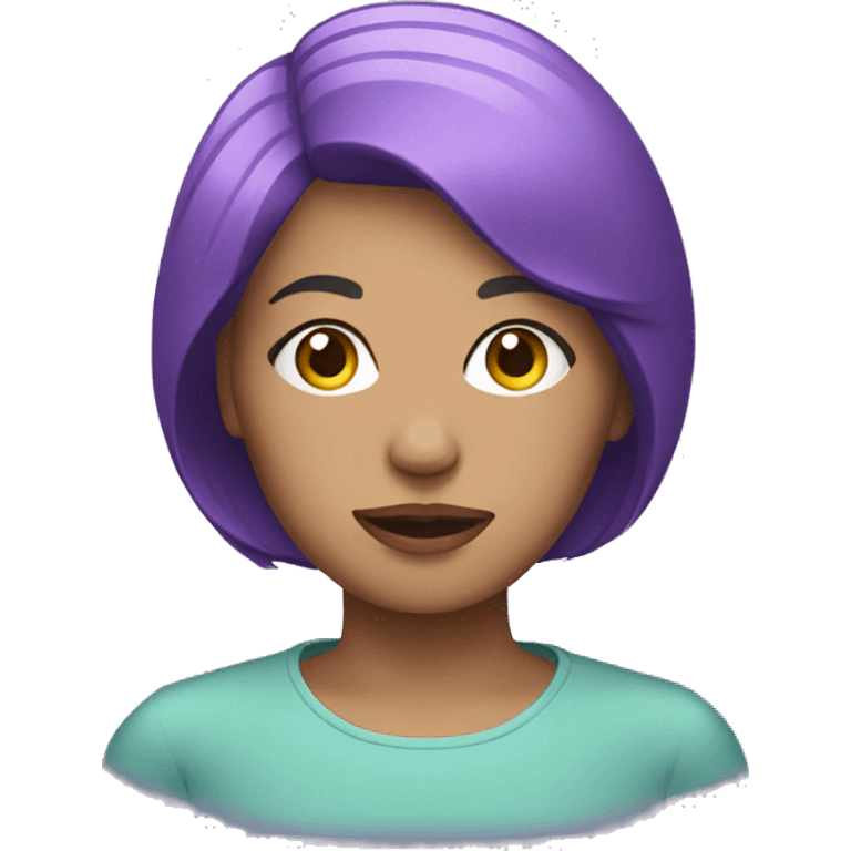 Woman with short purple hair with oxygen mask emoji