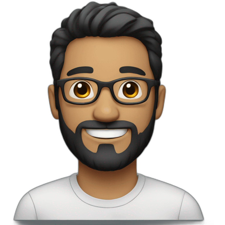 Smiling man with short black hair and glasses and beard emoji