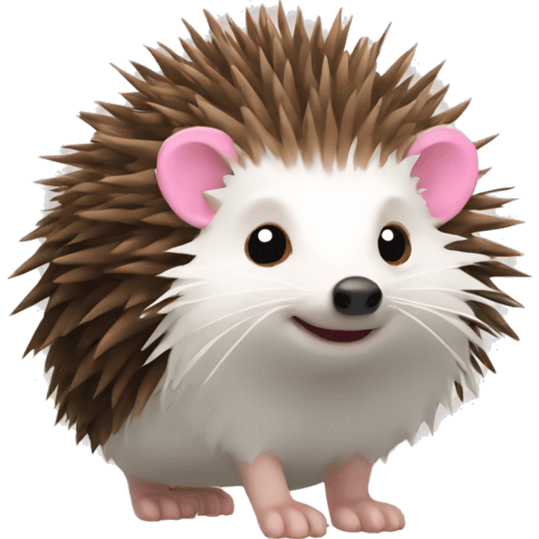 Hedgehog white creamy quills one pink ear one brown ear different colored ears emoji