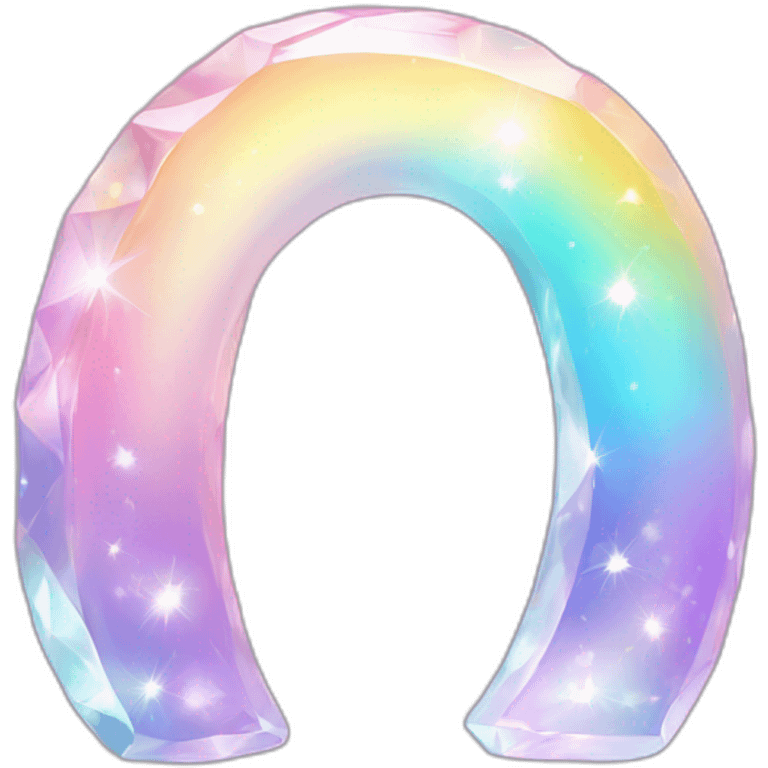 glossy Pastel iridescent rainbow crystal crescent emoji