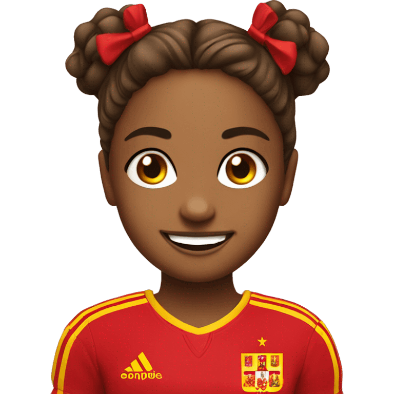 smiling girls with a spain trikot emoji