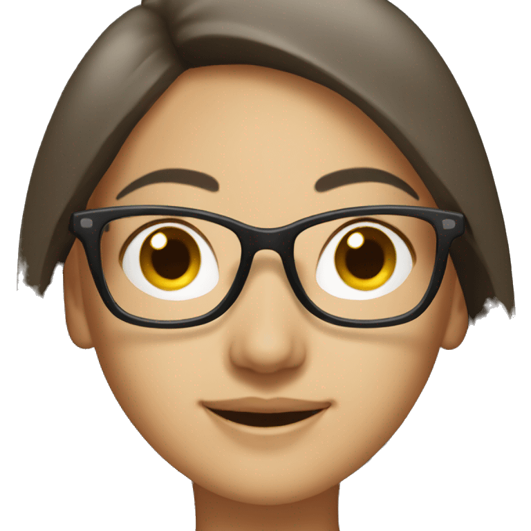 asian Woman in black glasses smiling  emoji