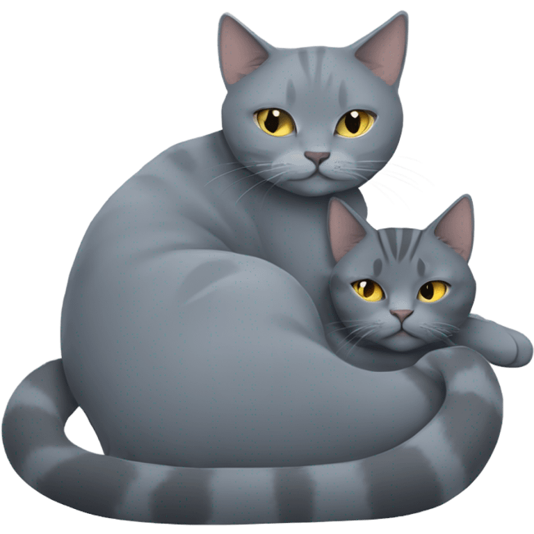 Russian blue cat and small American shorthair sleeping together  emoji