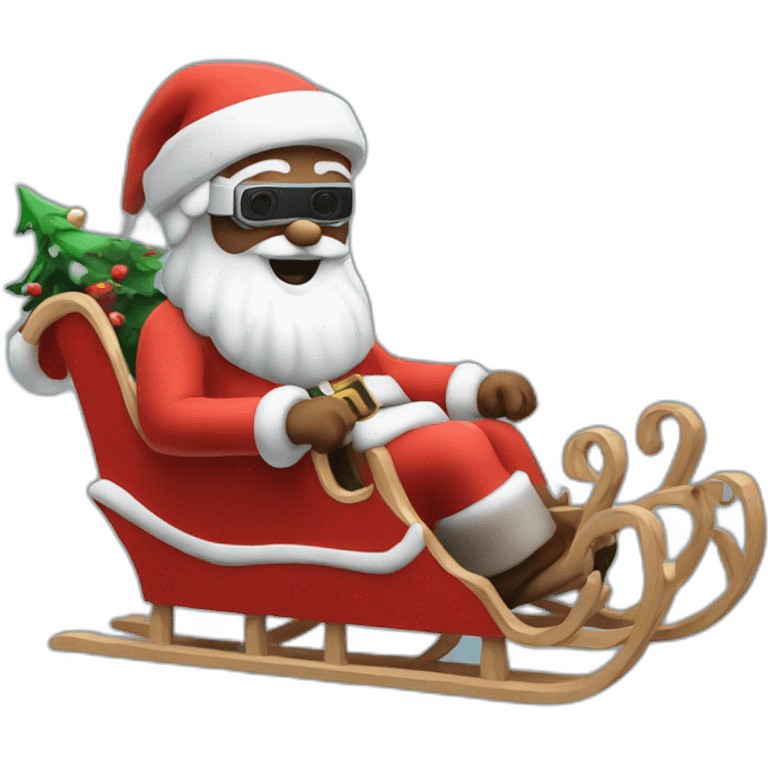 Santa in sledge in vr headset emoji