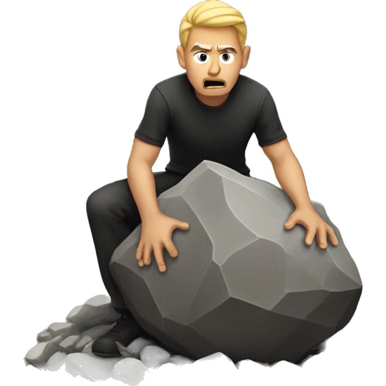 evil man putting a huge rock on a pile emoji