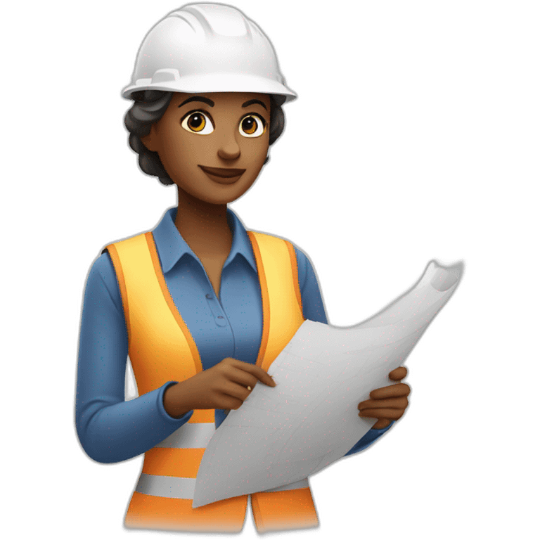 woman architect in vest holding blueprints emoji