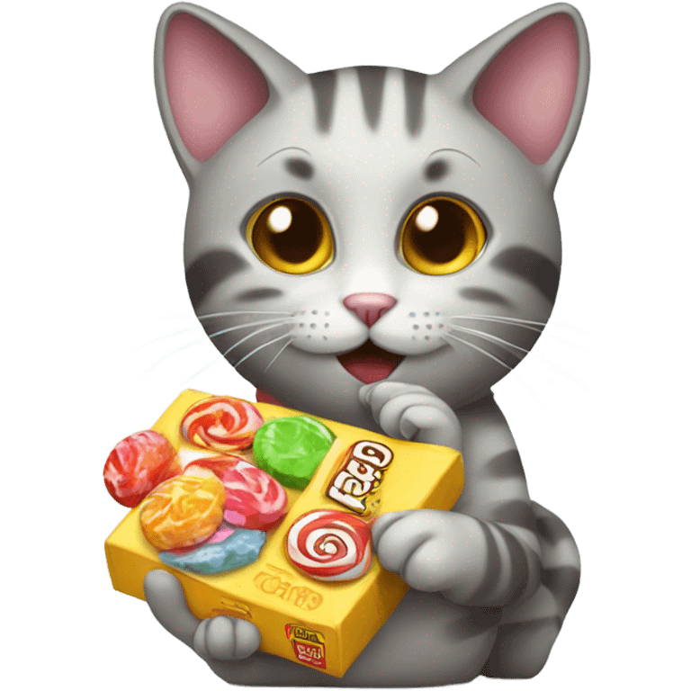 Cat eating candies emoji