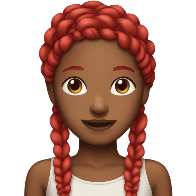 Brown skin girl with red braids  emoji