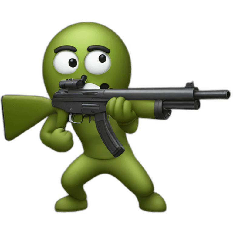 Olive with a gun emoji