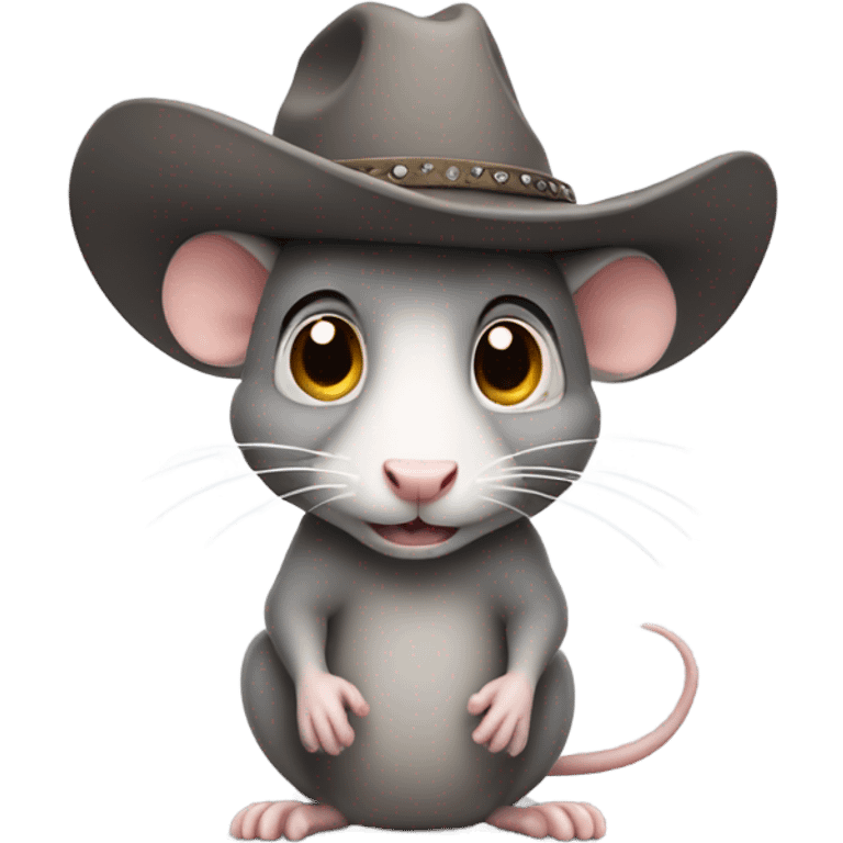 Cute rat wearing an oversized cowboy hat emoji