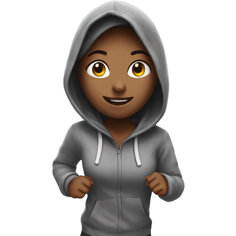 Girl Running with a hoodie on emoji