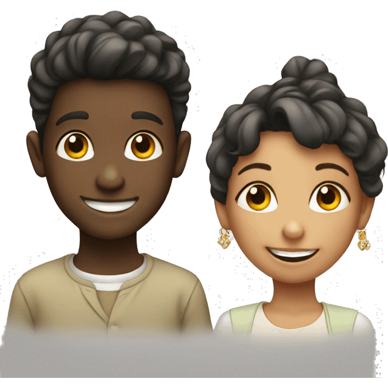 smiling boy and girl with earrings emoji