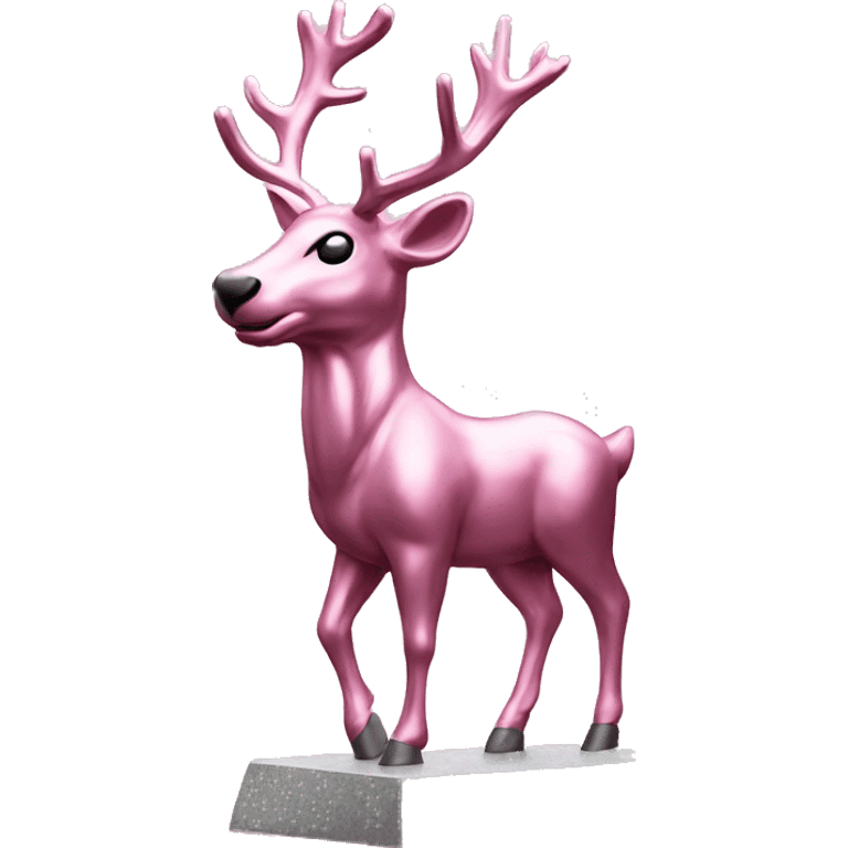 Reindeer statue made of pink shiny metal emoji