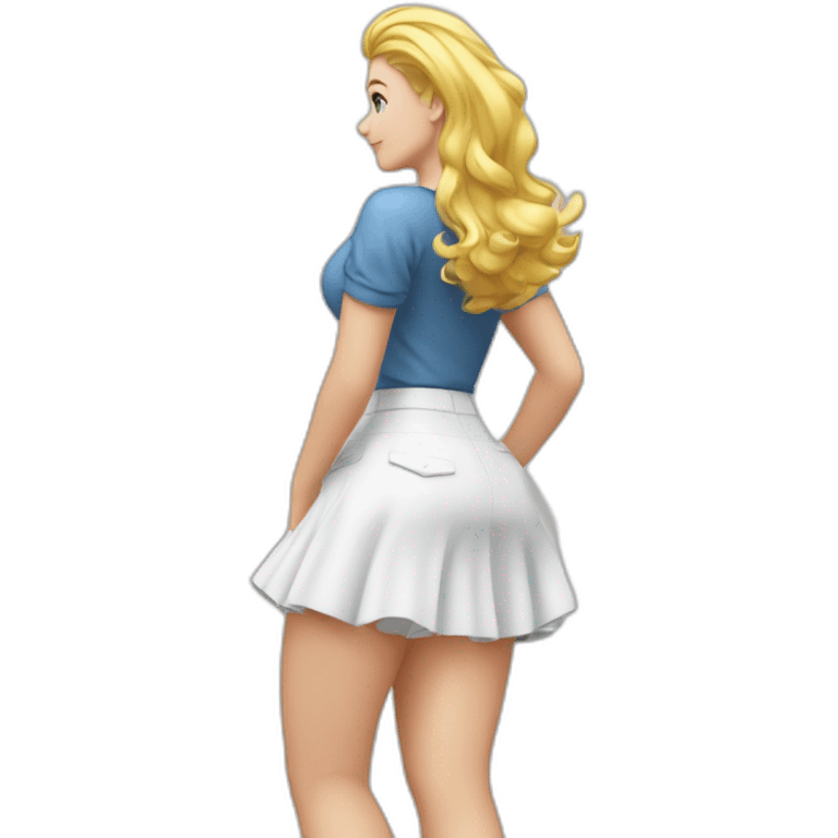 летящая по небу full-body-back-view-curvy-caucasian-beauty-in-small-skirt-lifted-by-strong-wind-butt-white-socks emoji