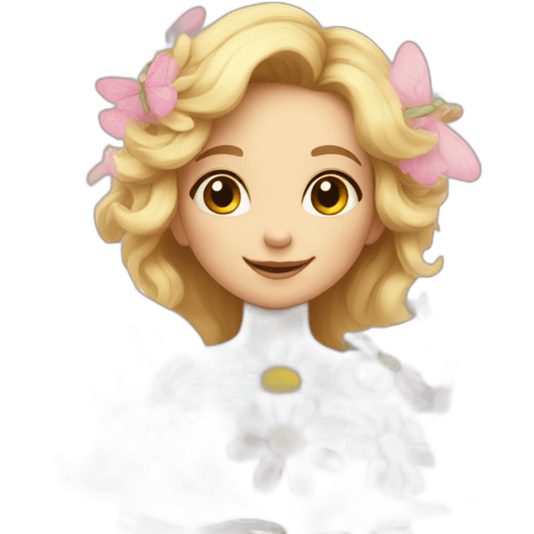 Flower fairy holding flowers bouquet  emoji