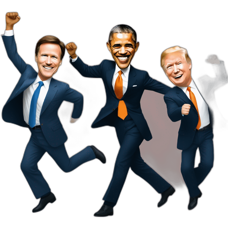 obama and trump and mark rutte and putin dancing emoji