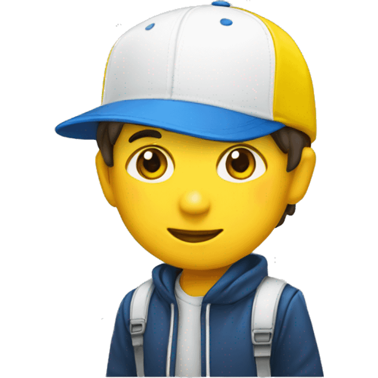 Niño blanco con gorra amarilla emoji