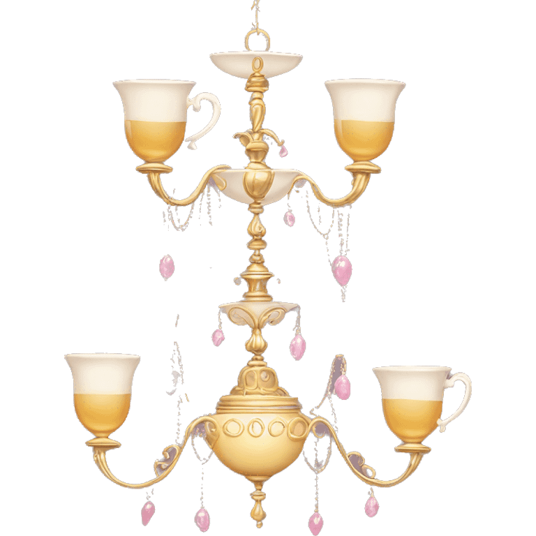 Chandelier with tea cups ￼ emoji