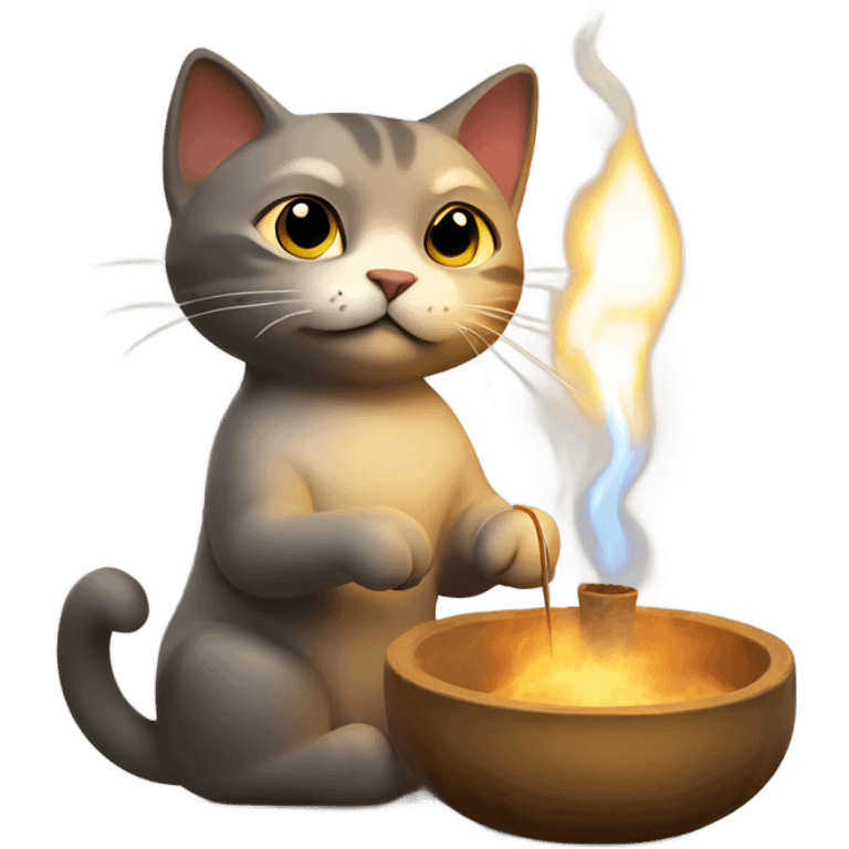 cat lighting incense emoji