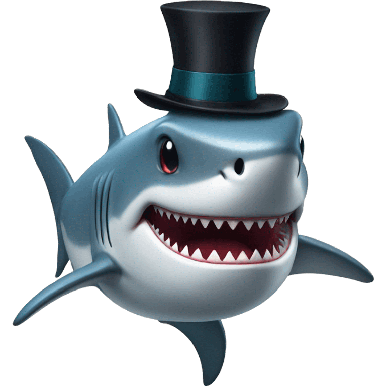 Shark with a top hat emoji