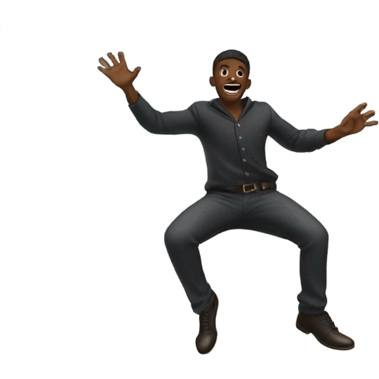 black man jumping off a ship emoji