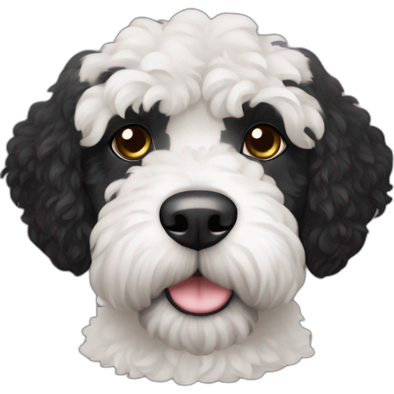 black face Portuguese water dog with white chin and chest emoji