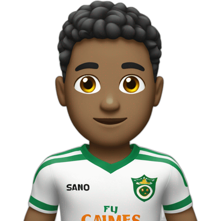 Um menino com a camisa do Santos FC emoji