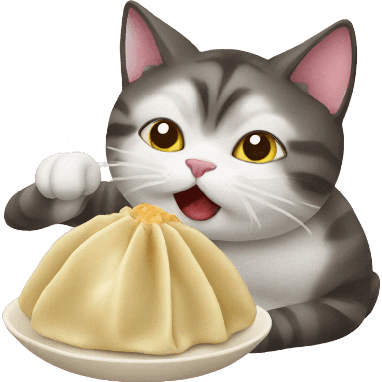 cat eating a dumpling emoji