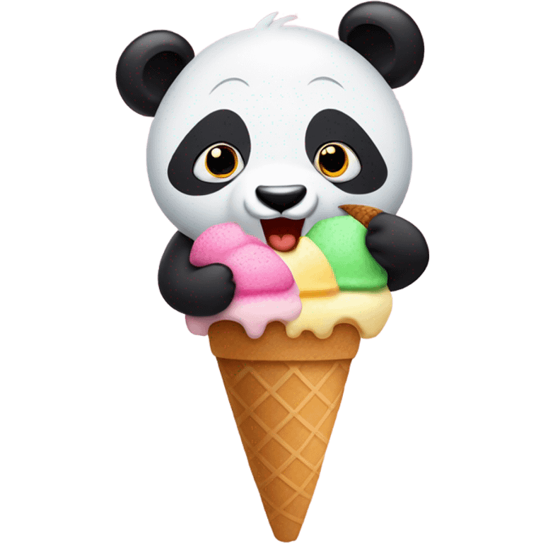 Panda eating ice cream emoji