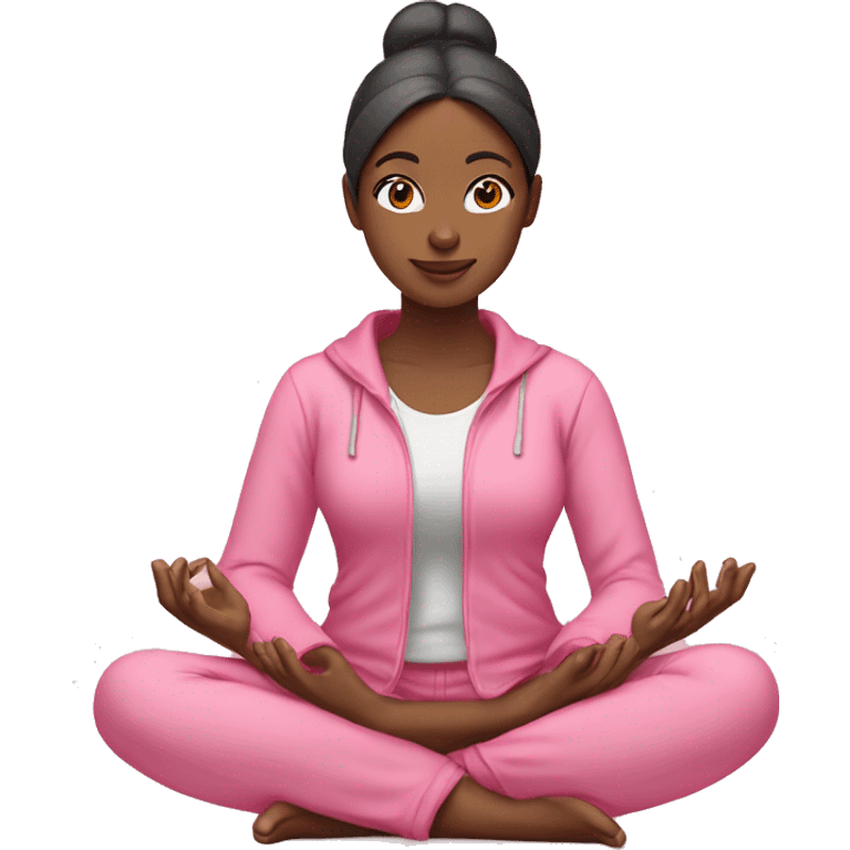 girl in pink clothes sitting in lotus position emoji